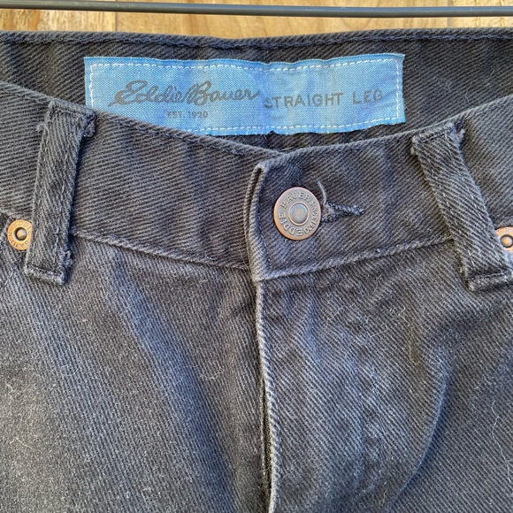 Eddie Bauer Black Denim Straight Leg 5 Pocket Jeans size 2 Petite - Picture 3 of 5